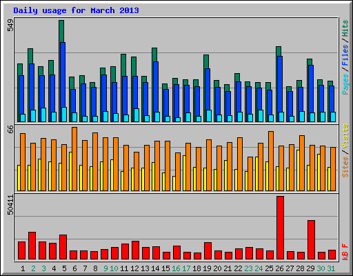 Daily usage for March 2013