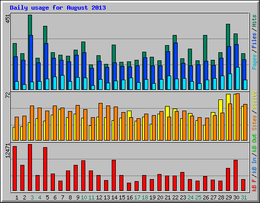 Daily usage for August 2013