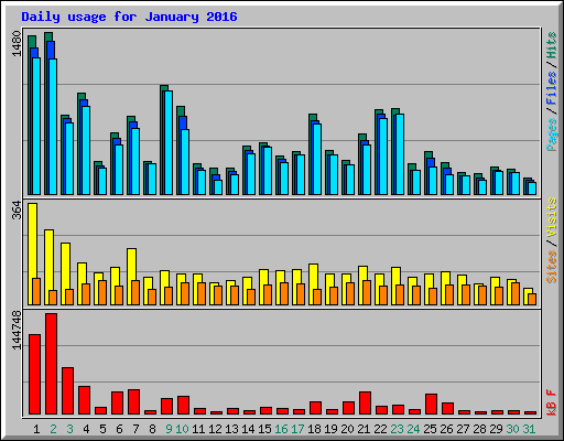 Daily usage for January 2016