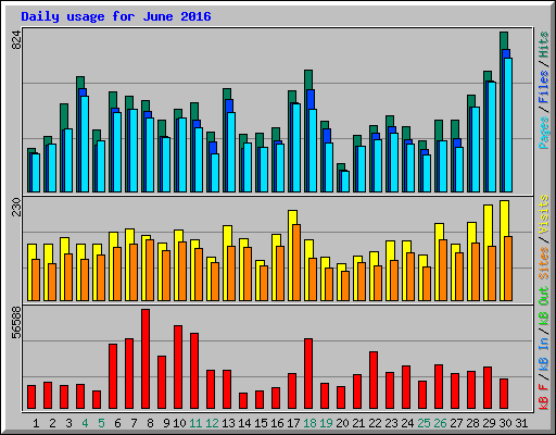 Daily usage for June 2016