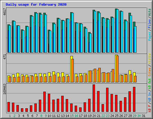 Daily usage for February 2020