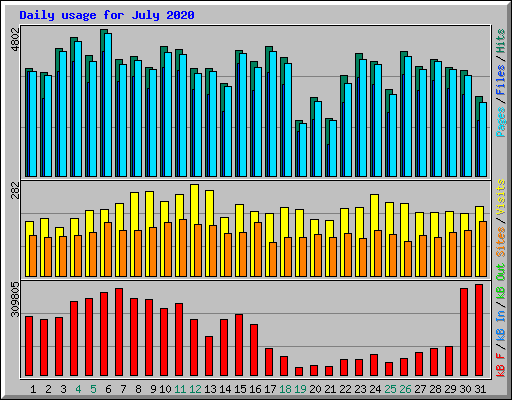 Daily usage for July 2020