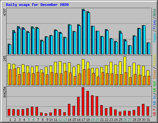 Daily usage for December 2020