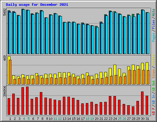 Daily usage for December 2021