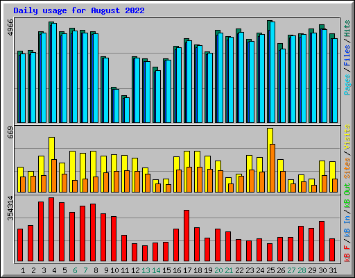 Daily usage for August 2022