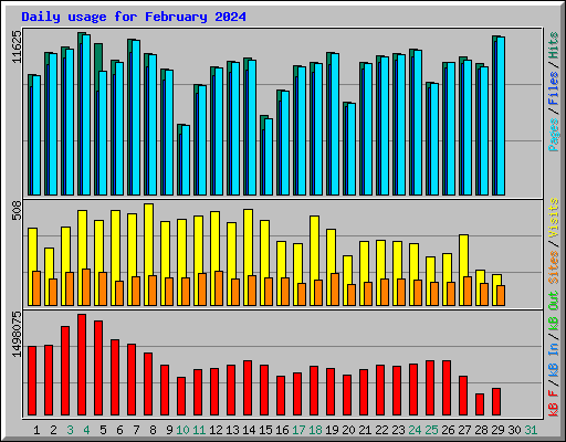 Daily usage for February 2024