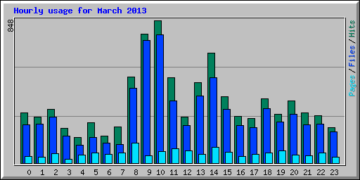 Hourly usage for March 2013