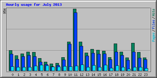 Hourly usage for July 2013